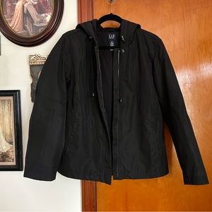 gap black hooded rain jacket